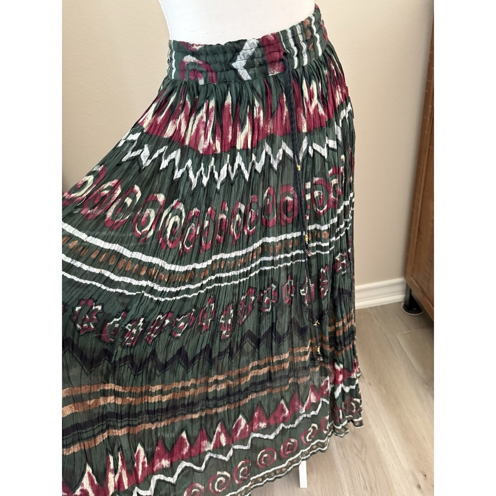 Vintage Just Classics Boho Gauze Maxi Skirt M India Festival Crinkle Cotton - Picture 2 of 7